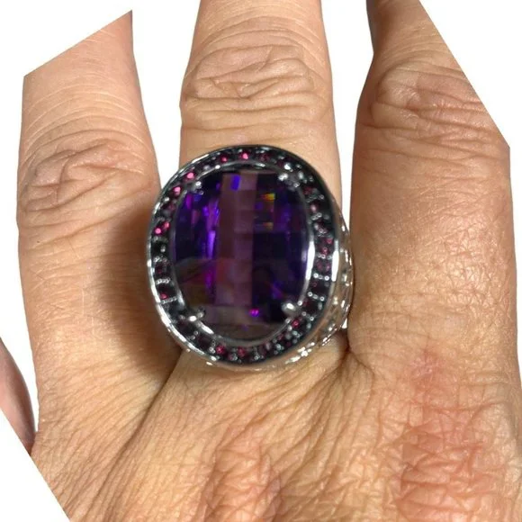 SHOWSTOPPER AMETHYST RING IN 316SL (STAINLESS STEEL) (SZ 8.25) - Picture 15 of 15
